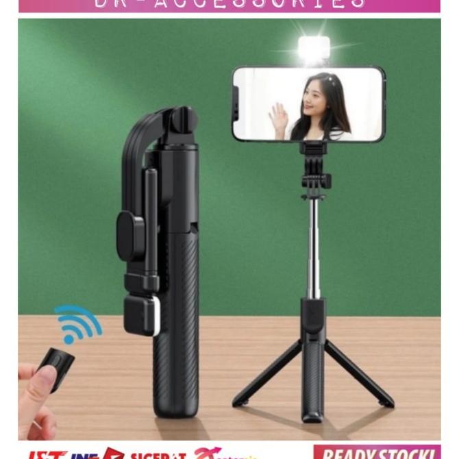 Tongsis Bluetooth Led R1S 3In1 Remote Selfie Tongsis Tripod Bluetooth