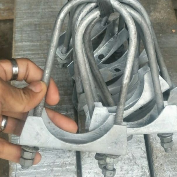 Promo Klem U Bolt Pipa Hotdip Galvanis 21/2Inch Besi Panjang Model Knalpot Diskon