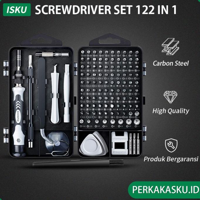 ISKU Obeng Set 122 In 1 Obeng Hp Laptop Komputer Alat Service Reparasi