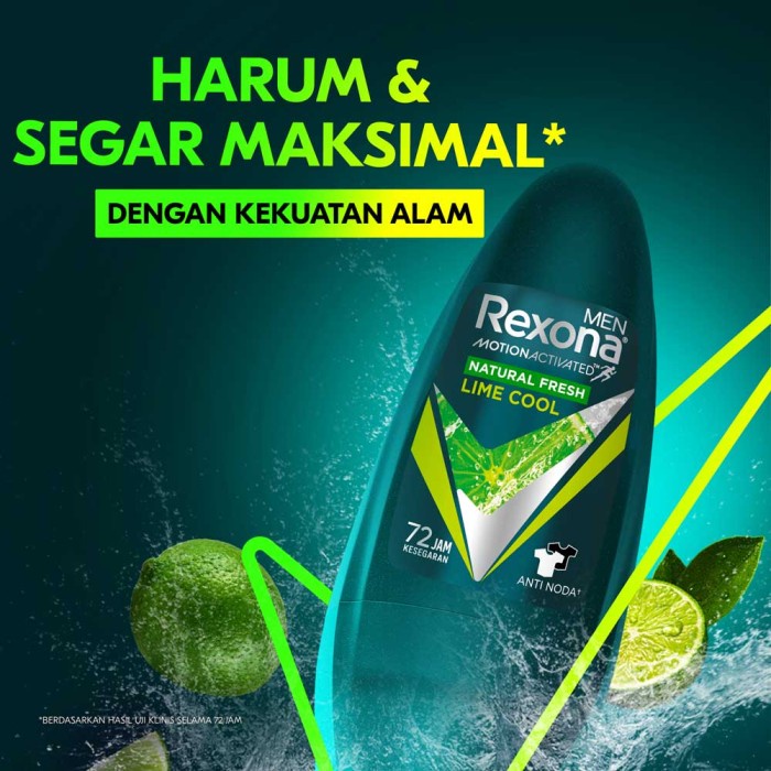 Terbaru Rexona Men Roll On Natural Fresh Lime Cool - 45Ml