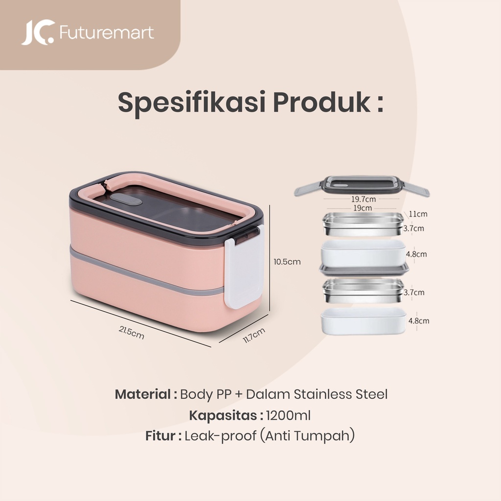 Rantang Bento 2 Layer Anti Tumpah Lunch Box Japanese Style Kh1-2018