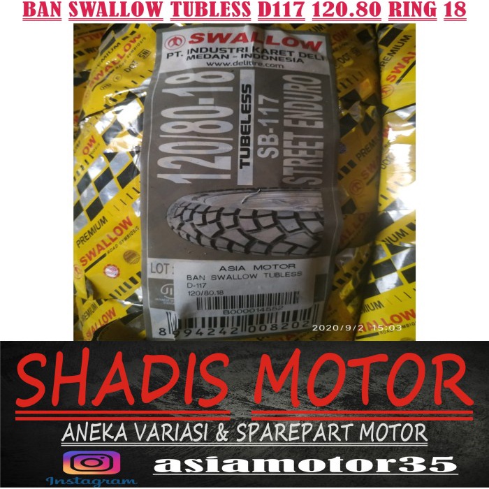 Ban Swallow Tubeless SB-117 Street Enduro 120/80 Ring 18