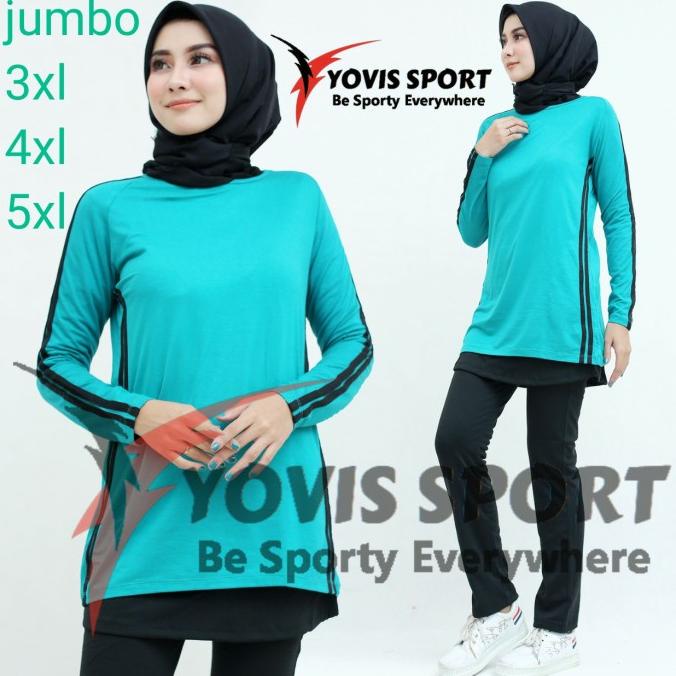 Setelan Baju Senam Wanita Jumbo Panjang Olahraga Zumba Aerobik Muslim