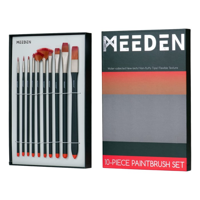 

Kuas Lukis Meeden Acrylic Paint Brush Set 10 Synthetic Long Handle