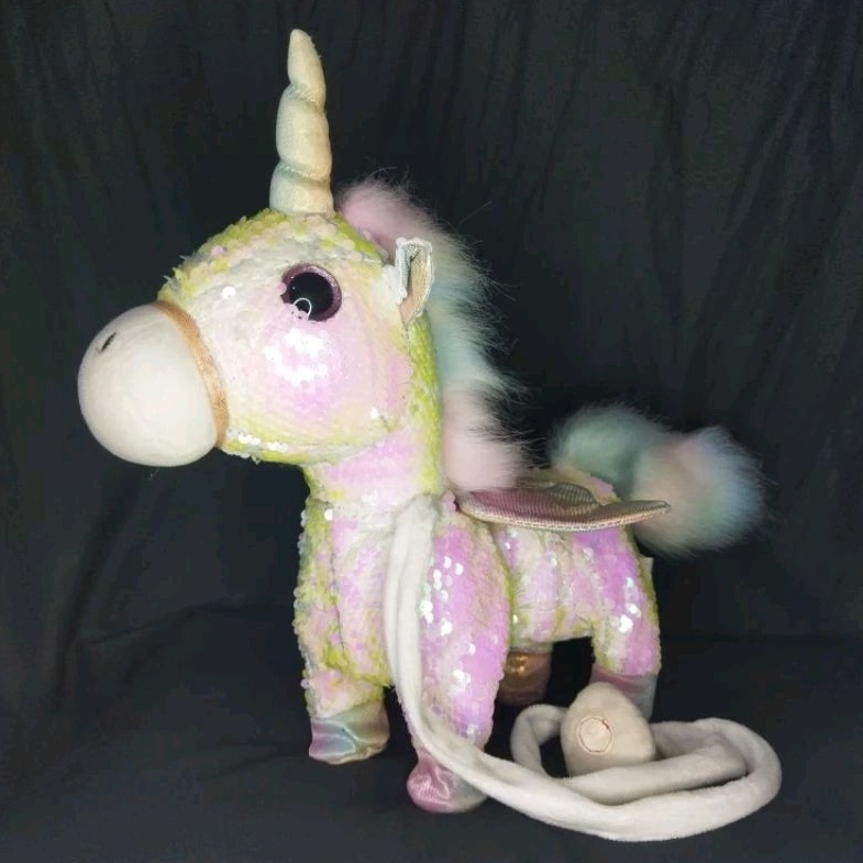 Kuda Unicorn Rainbow Sequin (Usap Berubah Warna Pink & Putih) Mata Glitter Elektrik Ori Brand CE