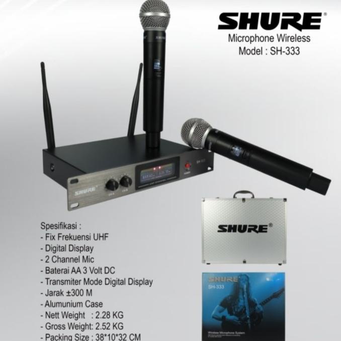 Mic Wireless Shure Sh333 / Sh 333 / Sh-333 Free Hardcase Premium