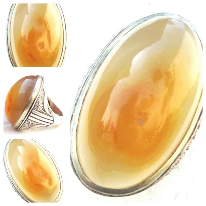 [Baru] Cincin Batu Akik Natural Anggur Combong Chalcedony Kristal Big Size Terbaru