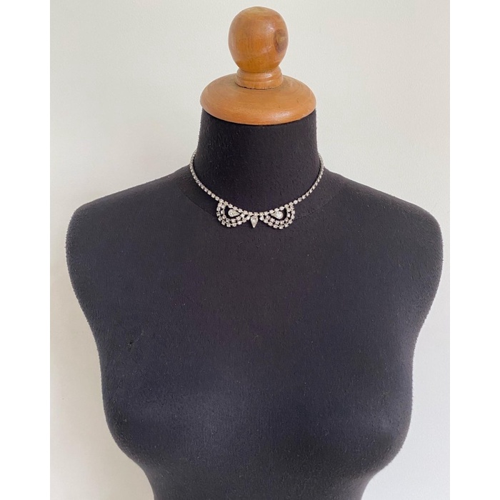 [Baru] Vintage Rhinestone Choker Teardrop Necklace Terbaru