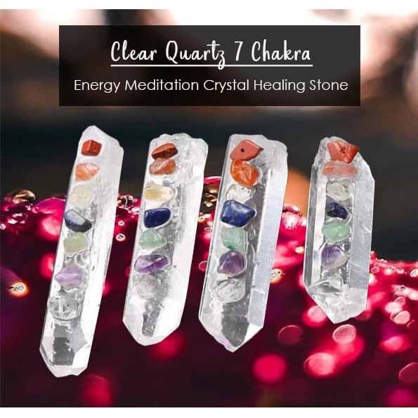 [Baru] Clear Quartz 7 Chakra Energy Meditation Crystal Healing Stone Bc163 Terbatas