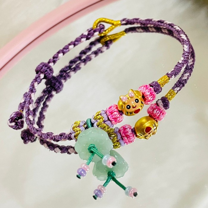 [Baru] Charm Totoro Gelang Tali Variasi Emas Murni 24K Impor Bentuk Totoro Limited