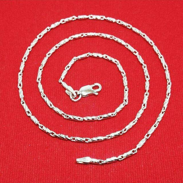 [Baru] Kalung Rantai Bambu Perak / Silver 925 Lapis Emas Putih Asli Original Diskon