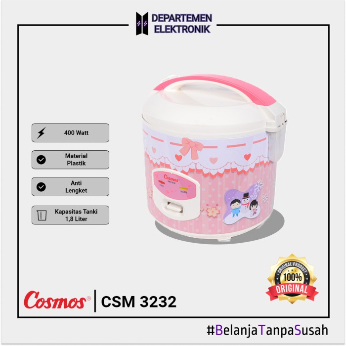 [New Ori] Cosmos Crj3232 – Magic Com / Rice Cooker 1.8 Liter Nonstick Diskon