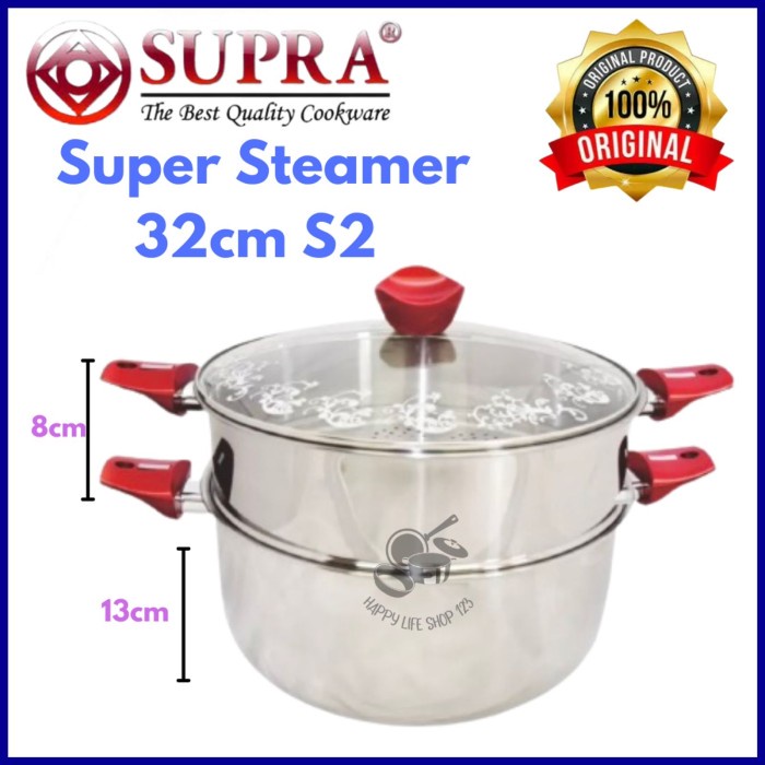 [Ori] Panci Steamer Supra 32Cm Susun 2/Panci Kukusan Supra 32Cm Susun 2 Diskon