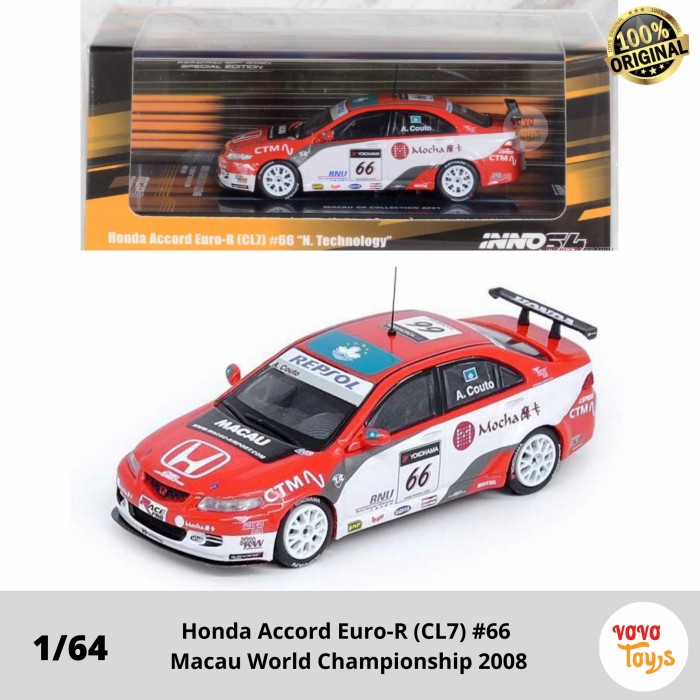 ✅COD Inno 1/64 Honda Accord Euro-R Cl7 #66 World 2008 Macau Gp 2021 Inno64 Diskon
