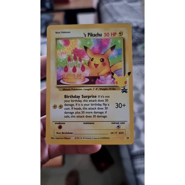 ✅COD Birthday Pikachu - 24 - Holo Promo Classic Collection Celebrations C Diskon