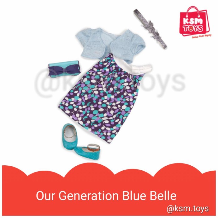 ✅New Our Generation Doll Aksesoris Blue Belle Dress Set Baju Boneka 18 Inch Terbatas