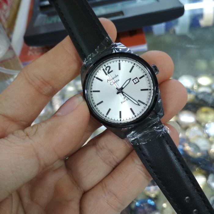 ✅New Ori Jam Tangan Wanita Alexander Christie 1012 Hitam Putih Kulit Original Diskon