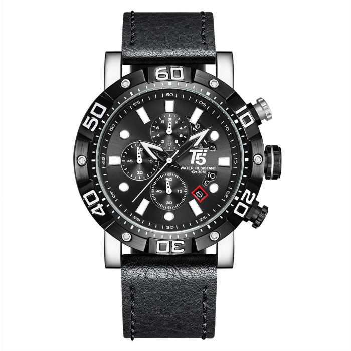 ✅New Ori Jam Tangan Pria Original T5 H 3855G Black Silver Diskon