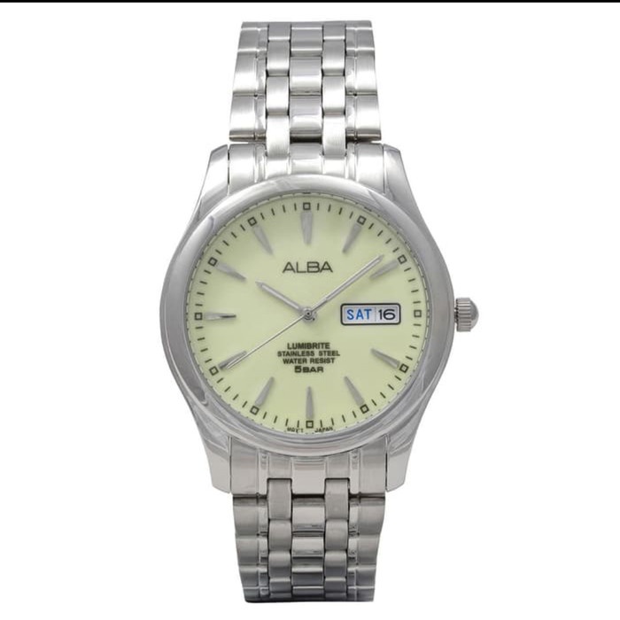 ✅New Ori Jam Tangan Pria Men Alba Lumibrite Axnd57X1 Axnd57 Silver Original Diskon