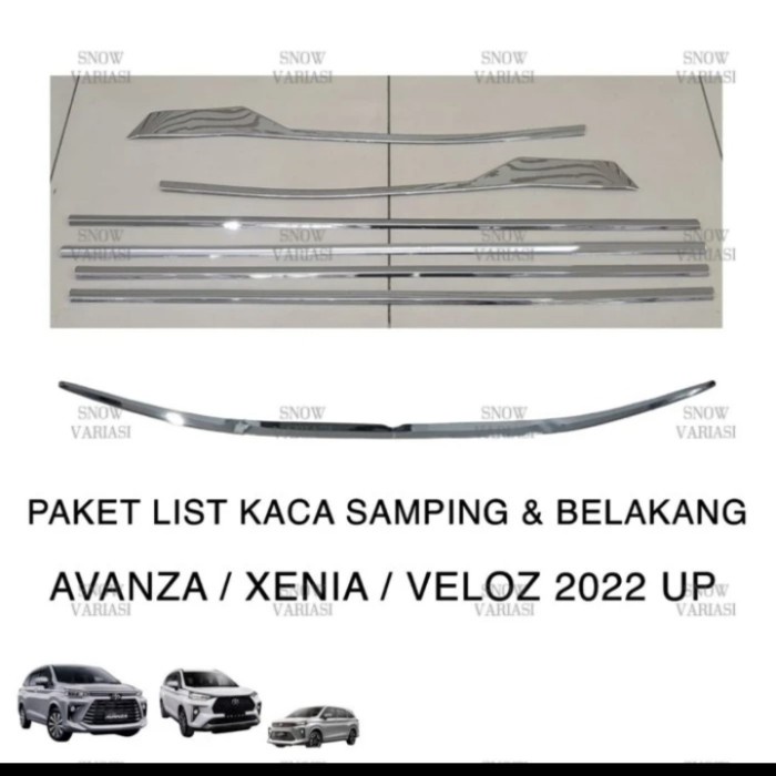 ✅Original Paket Lis Kaca Samping Dan Belakang Avanza Xenia Veloz 2022 Chrome Terbaru