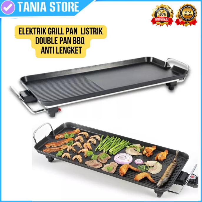Elektrik Grill Pan BBQ Ayam Sosis Alat Panggangan Listrik Anti Lengket
