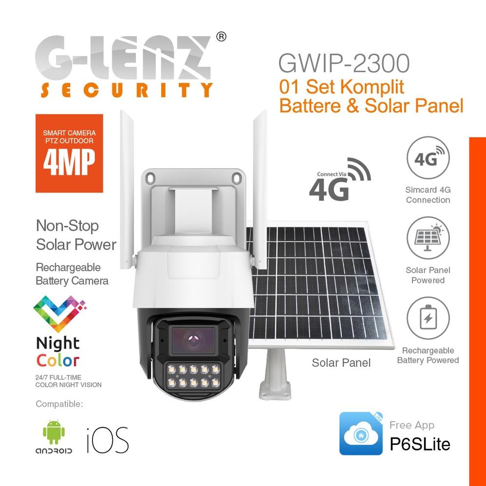 Kamera Cctv Terbaru 2024 Glenz Simcard 4G Outdoor 4Mp - Gwip 2300 - Komplit Battere & Solar Panel