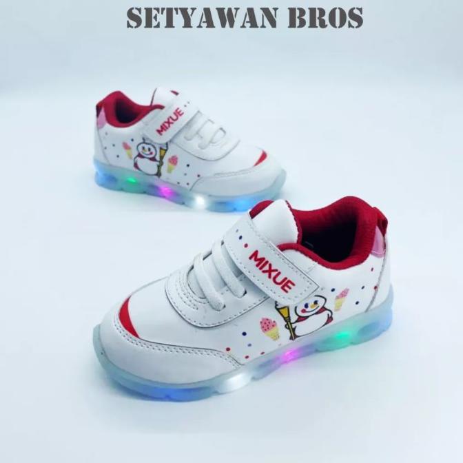 Sepatu Seneakers LED Anak perempuan/Model Terbaru/Sepatu MENYALA MIXUE