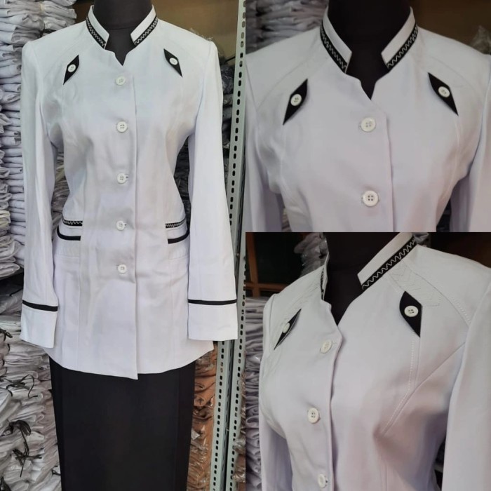 [COD] Atasan Baju Blazer Putih Cantik Murah Wanita Modis Guru Pegawai Terbaru