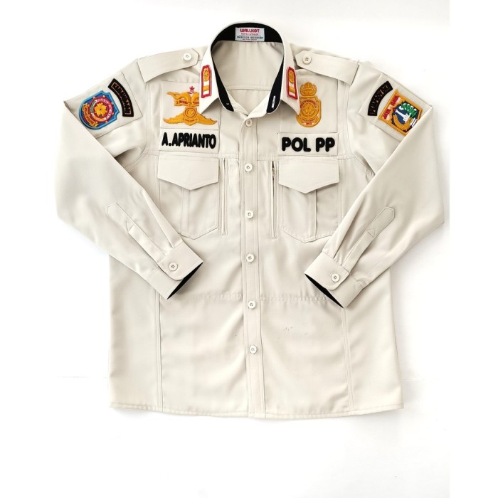 [COD] Baju Pdh Pol Pp Lengan Panjang  Bordiran Timbul Terbaru