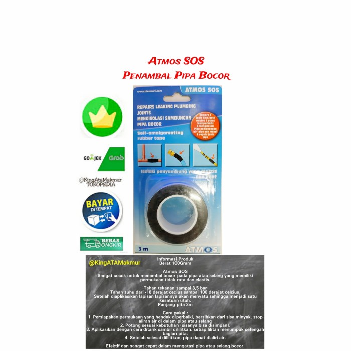 

Lem Pipa/Tambal Pipa/Tapesealant/Penambal Pipa Bocor (Atmos Sos)