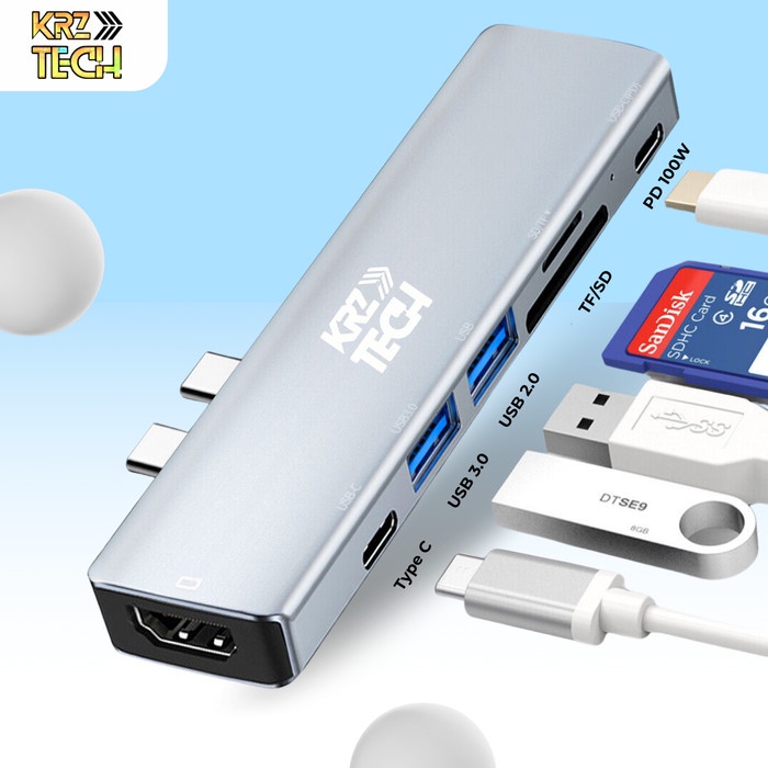 7 IN 2 USB C THUNDERBOLT 3 PRO HUB DONGLE FOR MACBOOK PRO/AIR M1 NEW ORIGINAL TERBARU