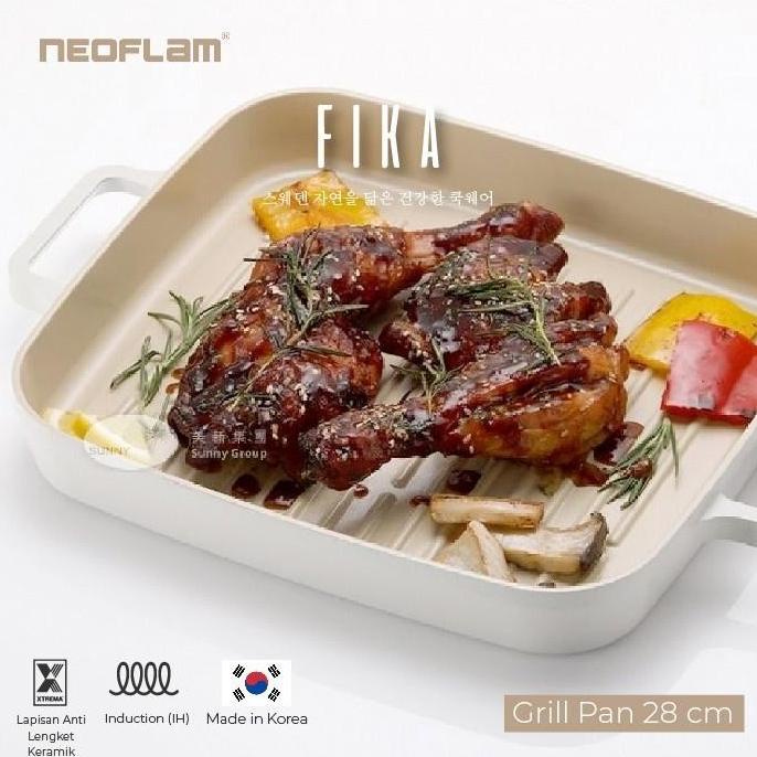 Neoflam Fika Grill Pan Wajan Pemanggang Keramik Anti Lengket Induksi - Pritadavinyshop