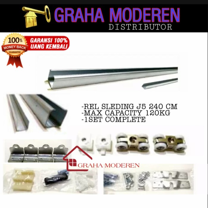 ✅New Ori Rel Pintu Sliding Deluxe J5 240Cm Rel Pintu Geser Rel Gantung 2.4M Limited
