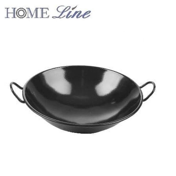 ✅Original Home Line Wajan Enamel Hitam Penggorengan Kuali Anti Lengket 43 Cm Diskon