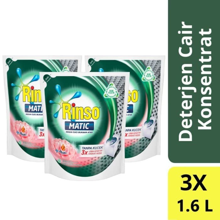 ✅Original Rinso Matic Detergen Deterjen Cair Mesin Bukaan Atas 1600Ml Isi 3 Diskon