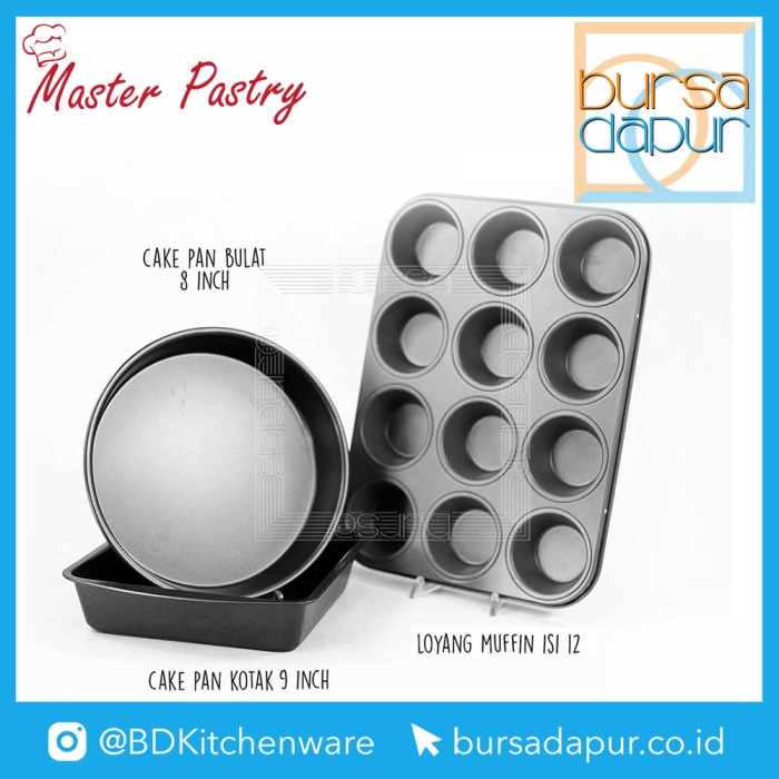 

✅Original Value 3 Pcs Set Muffin 12 Cup / Round Cake Pan / Square Cake Pan Terbatas