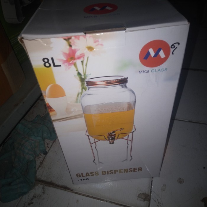 ✅Ready Tempat Air Kaca/Dispenser Kaca 8 Liter /Tempat Jus Terbatas