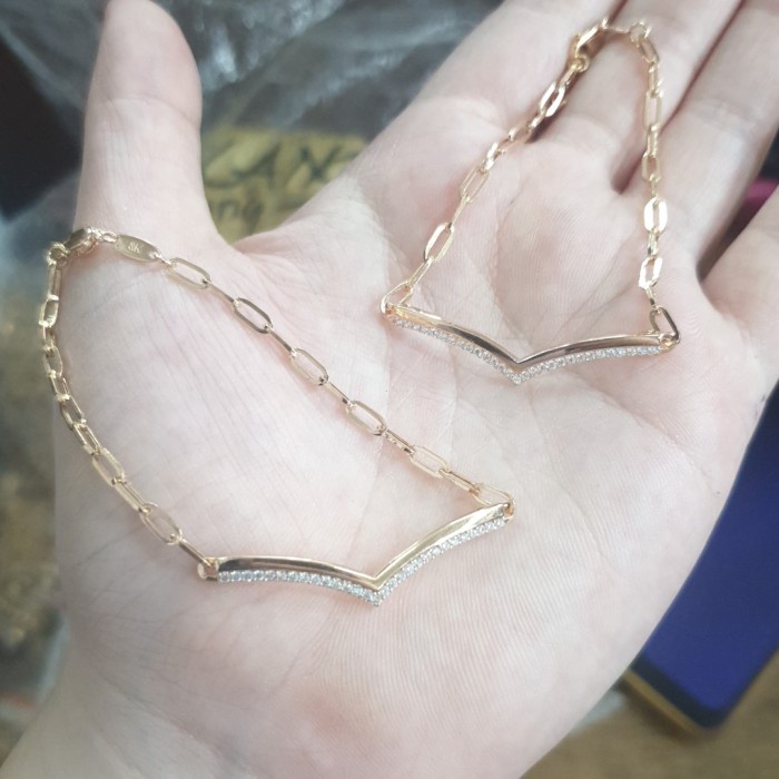 ✨Sale Gelang Syahnaz Paperclip Ringan Murah Emas Asli 375 8K Love Hati Terbaru