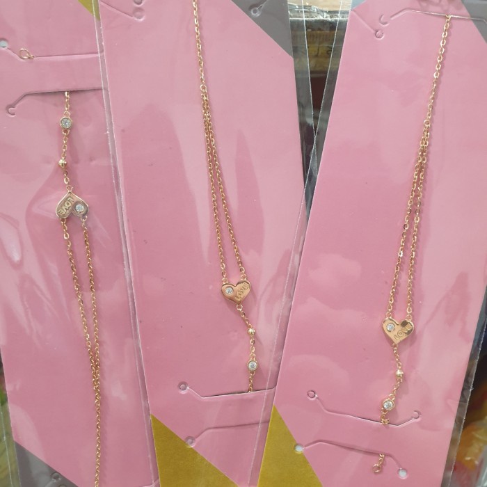 ✨Sale Gelang Serut Double Layer 2 Dua Susun Love Hati Emas Asli 375 8K Ubs Limited