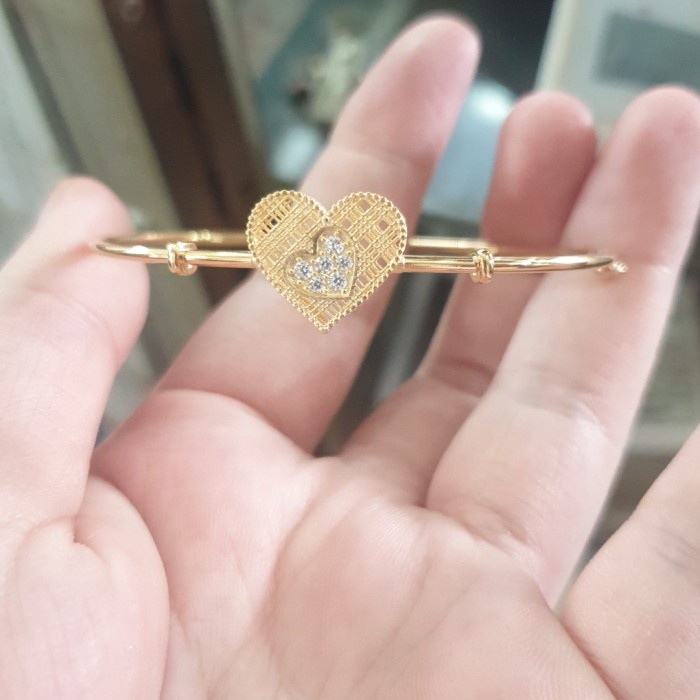 ✨Sale Bangle Gelang Oval Ubs Double Love Hati Fashion Korea Emas Asli 700 70 Berkualitas
