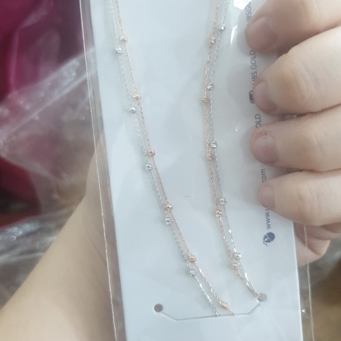 ✨Sale Kalung Jedar 2 Layer Double Lapis Rosegold Putih Kuning Emas Asli 375 Terbatas