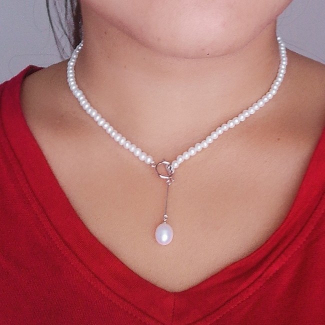 ✨Sale Kalung Mutiara Air Tawar Asli/Bahan Perak Lapis Emas 18K #A22 Berkualitas