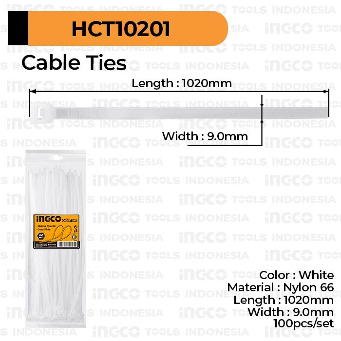 

✨Ready 100Pcs Cable Ties 100Cm Putih Ingco Hct10201 Kabel Tis Tie Nylon 66 Terbaru