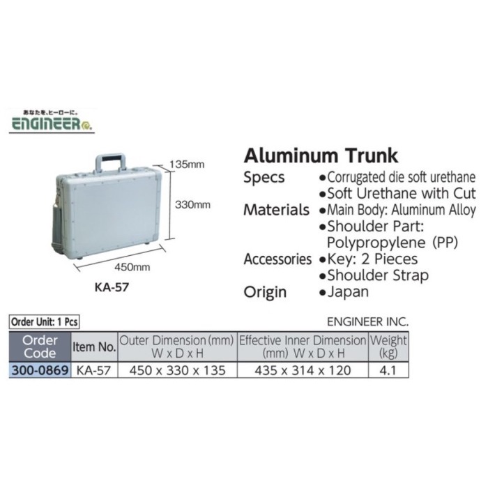 

✨Ready Aluminum Trunk Case 450X330X135Mm Engineer Ka-57 Terbaru