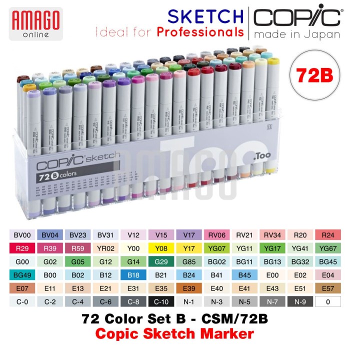 

✨Ready Copic Sketch - 72 Color Set B - Csm/72B Terbaru