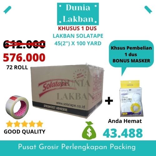 

✨Sale Lakban Bening Coklat Solatape 2 100 Yard Kualitas Daimaru Carton Terbatas