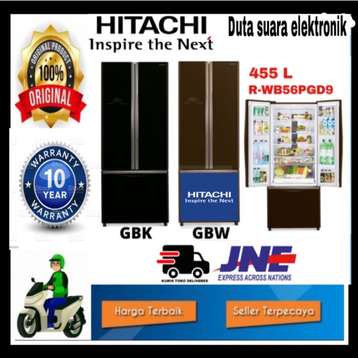 ✨Original Kulkas 3 Pintu 455 Ltr Hitachi Type: Rwb-56Pgd9 Garansi Resmi Terbatas