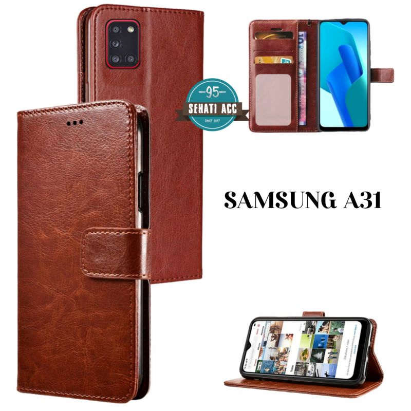 SAMSUNG A31 Casing dompet flip cover leather case kulit premium