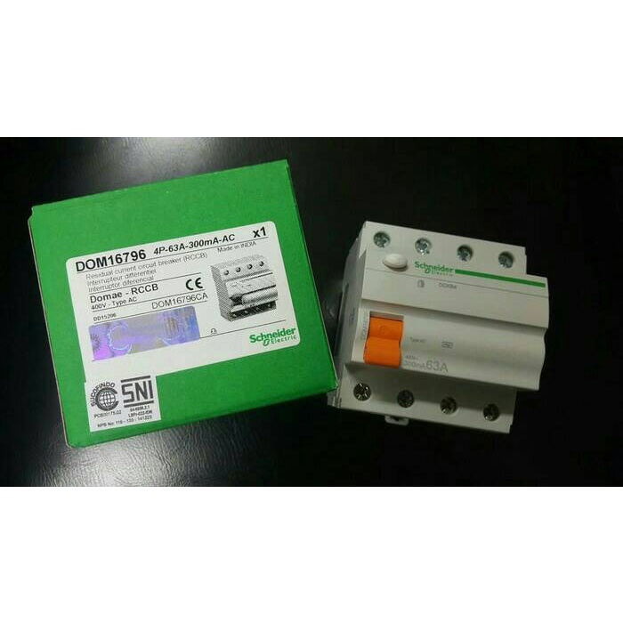 ✨Ori Schneider Rccb/Elcb 4Pole 63A/Elcb 4P63A 300Ma Schneider Berkualitas