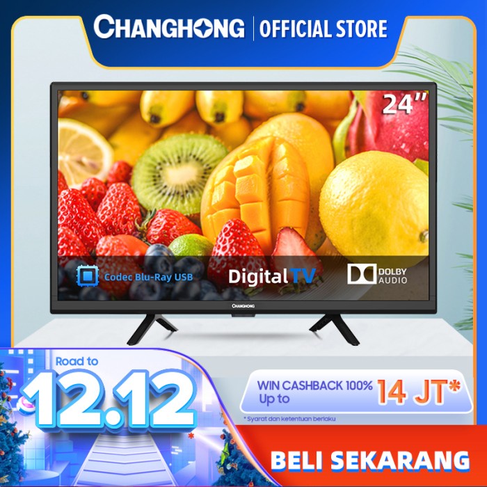 ✨New Changhong 24 Inch Digital Led Tv L24G5W Fhd Tv-Usb Moive Limited